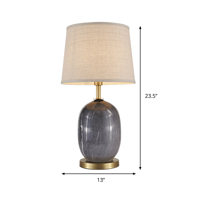 Stoff Drum Desk Lampe moderne 1 Kopf weiße Lesebuchbuch mit Goldkreis Metallbasis