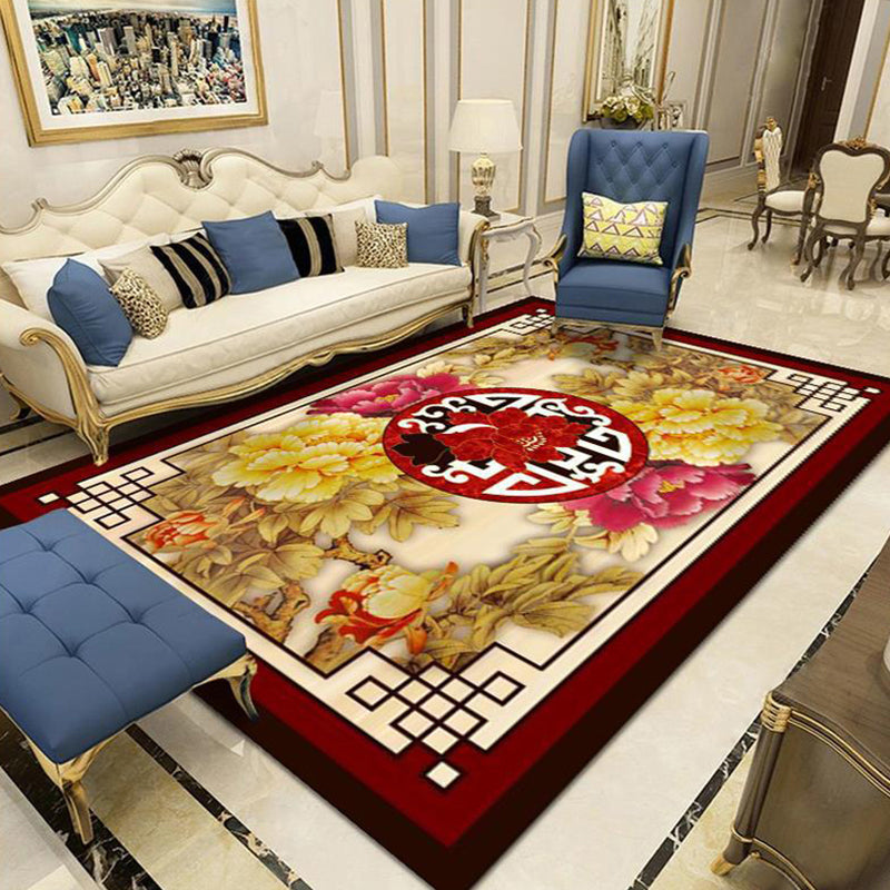 Vintage-Medaillon gedruckter Teppich Polyester Innenteppich nicht rutschfest