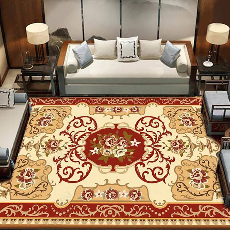 Blue European Area Rug Graphic Pattern Polyester Area Carpet Non-Slip Backing Rug for Living Room
