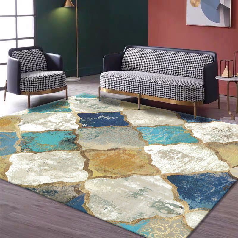 Grey Modern Rug Polyester Graphic Indoor Rug Non-Slip Backing Rug for Living Room