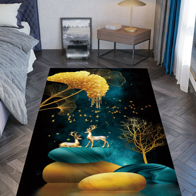 Modern Area Rug Unique Animal Print Carpet Washable Polyester Living Room Rug with Non-Slip Backing