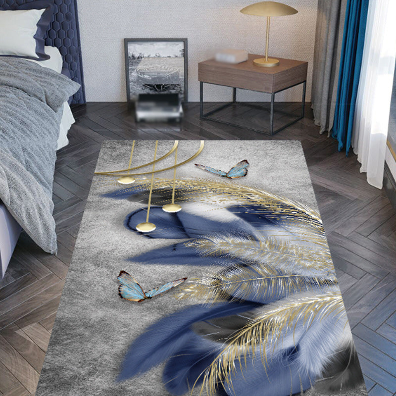 Modern Area Rug Unique Animal Print Carpet Washable Polyester Living Room Rug with Non-Slip Backing