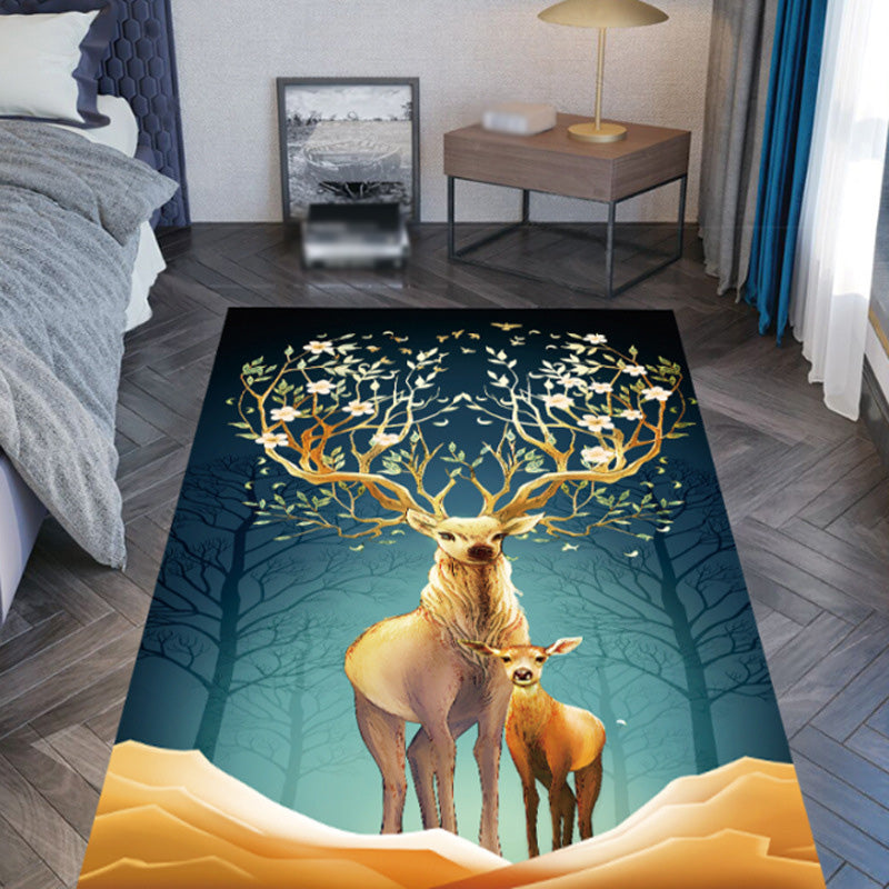 Modern Area Rug Unique Animal Print Carpet Washable Polyester Living Room Rug with Non-Slip Backing