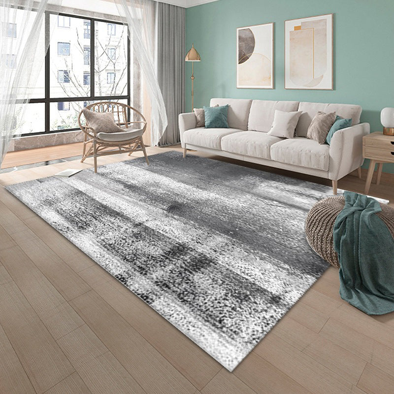 Black Modern Rug Polyester Graphic Rug Non-Slip Backing Indoor Rug for Home Decoration