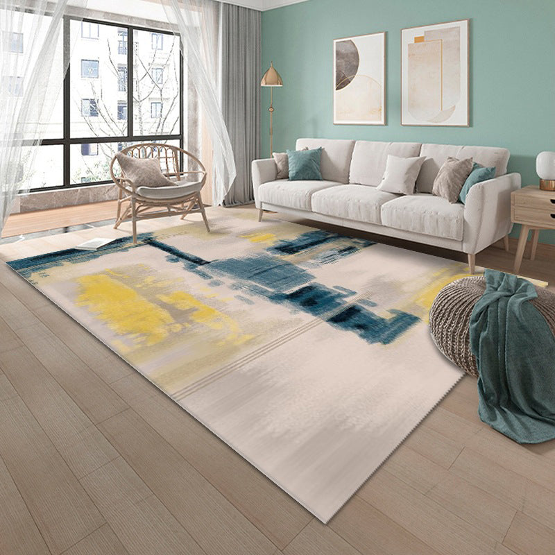 Black Modern Rug Polyester Graphic Rug Non-Slip Backing Indoor Rug for Home Decoration