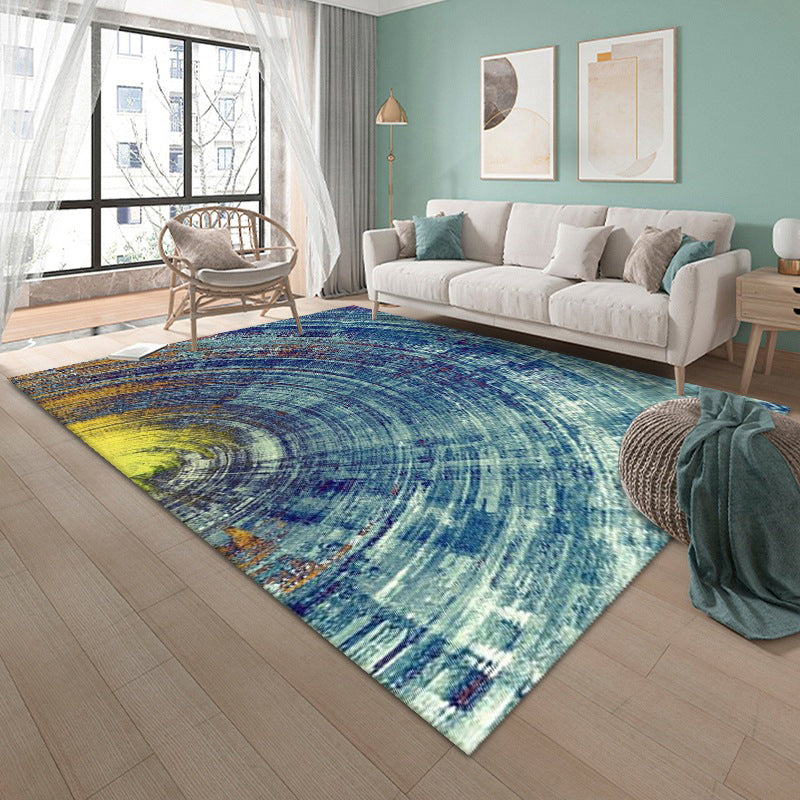 Black Modern Rug Polyester Graphic Rug Non-Slip Backing Indoor Rug for Home Decoration
