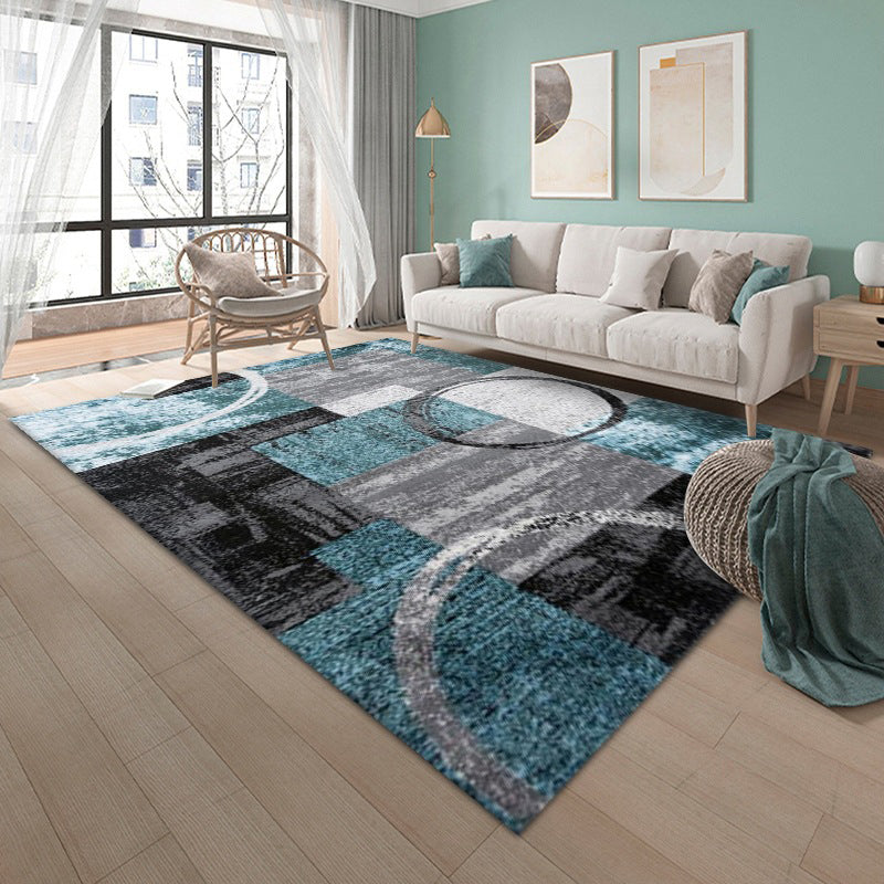 Black Modern Carpet Polyester Graphic Carpet Non-Slip Backing Carpet for Home Decor