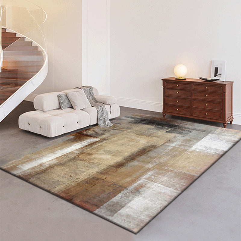 Yellow Modern Carpet Polyester Graphic Carpet Washable Carpet for Living Room