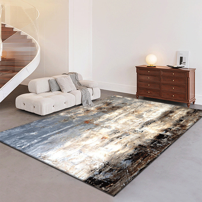 Yellow Modern Carpet Polyester Graphic Carpet Washable Carpet for Living Room