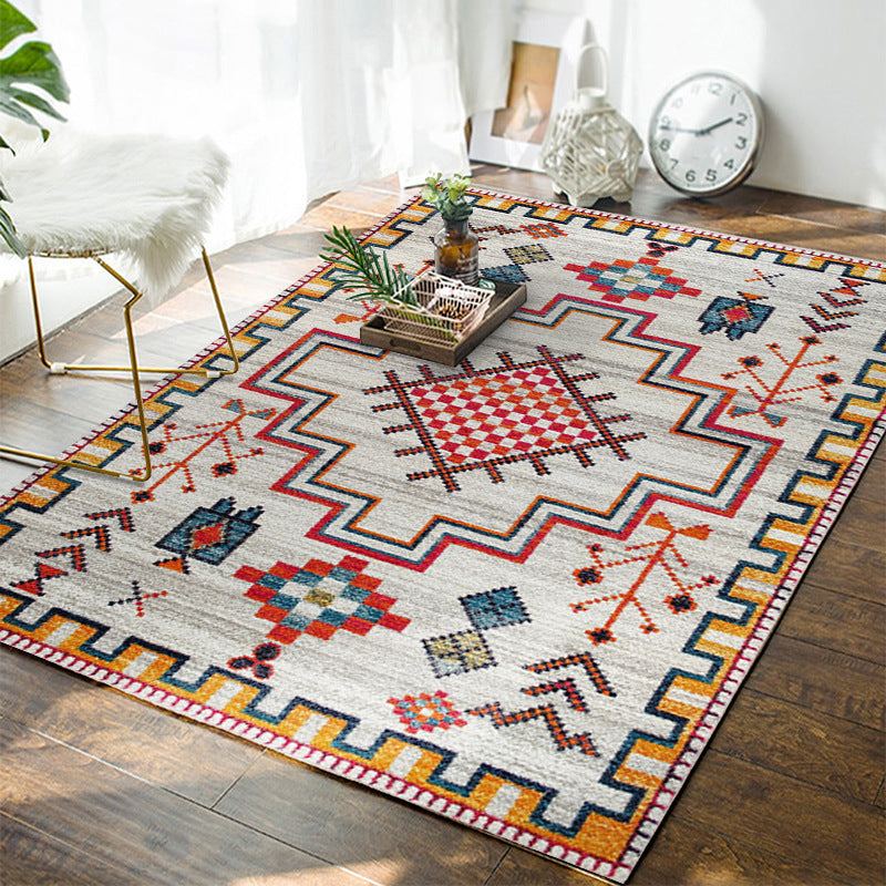 Bohemian Tribal Totem Rug Multicolor Polyester Carpet Stain Resistant Area Rug for Living Room