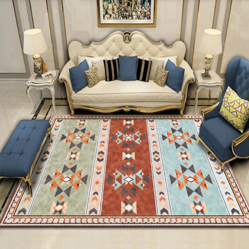 Bohemian Triangle Print Carpet Polyester Indoor Rug Non-Slip Backing Area Carpet for Living Room