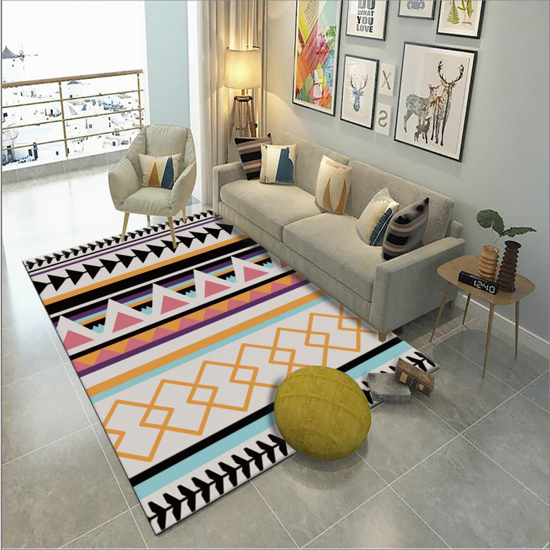 Bohemian Triangle Print Carpet Polyester Indoor Rug Non-Slip Backing Area Carpet for Living Room
