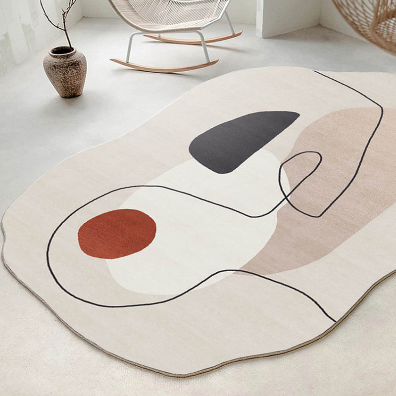 Contemporary Gray Tone Rug Polyester Carpet Stain Resistant Novelty Shape Carpet for Living Room