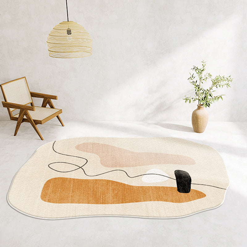 Novelty Shape Carpet Minimalist Contrast Panel Rug Polyester Washable Carpet with Non-Slip Backing