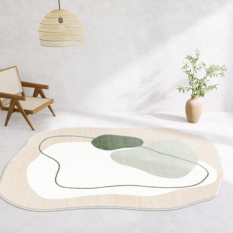 Novelty Shape Carpet Minimalist Contrast Panel Rug Polyester Washable Carpet with Non-Slip Backing
