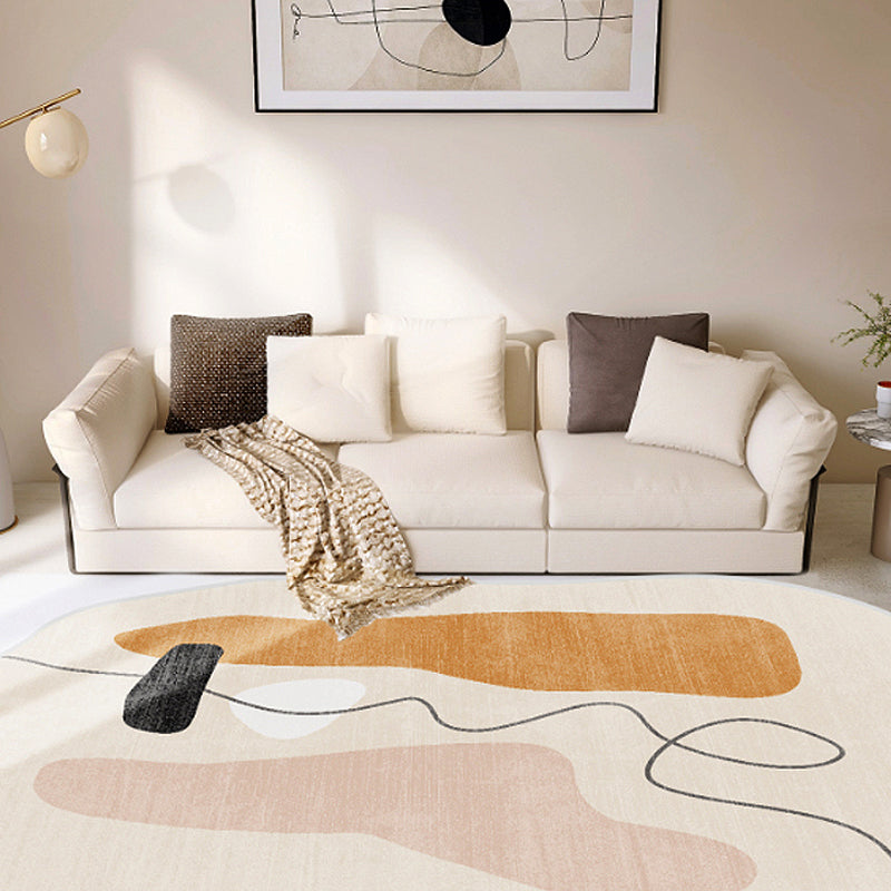 Novelty Shape Carpet Minimalist Contrast Panel Rug Polyester Washable Carpet with Non-Slip Backing