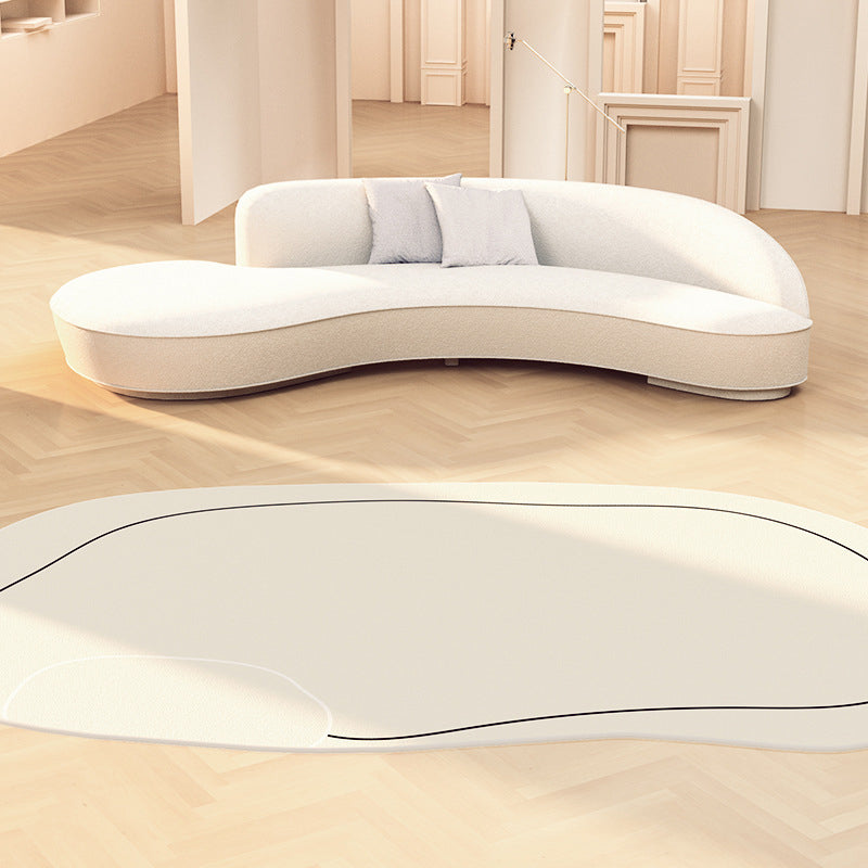 Beige Casual Rug Polyester Line Indoor Rug Washable Area Rug for Home Decoration