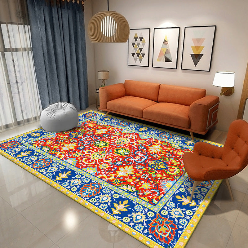 Shabby Chic Multicolor tapijt Traditionele bloemenprint Area Tapijten Polyester Tapijt met niet-slipachter