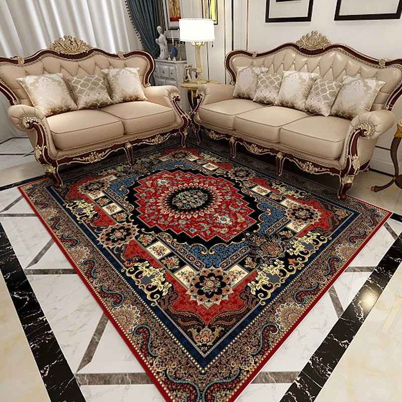 Brown Modern Area Carpet Traditioanl Pattern Polyester Rug Stain Resistant Area Rug for Home Decor