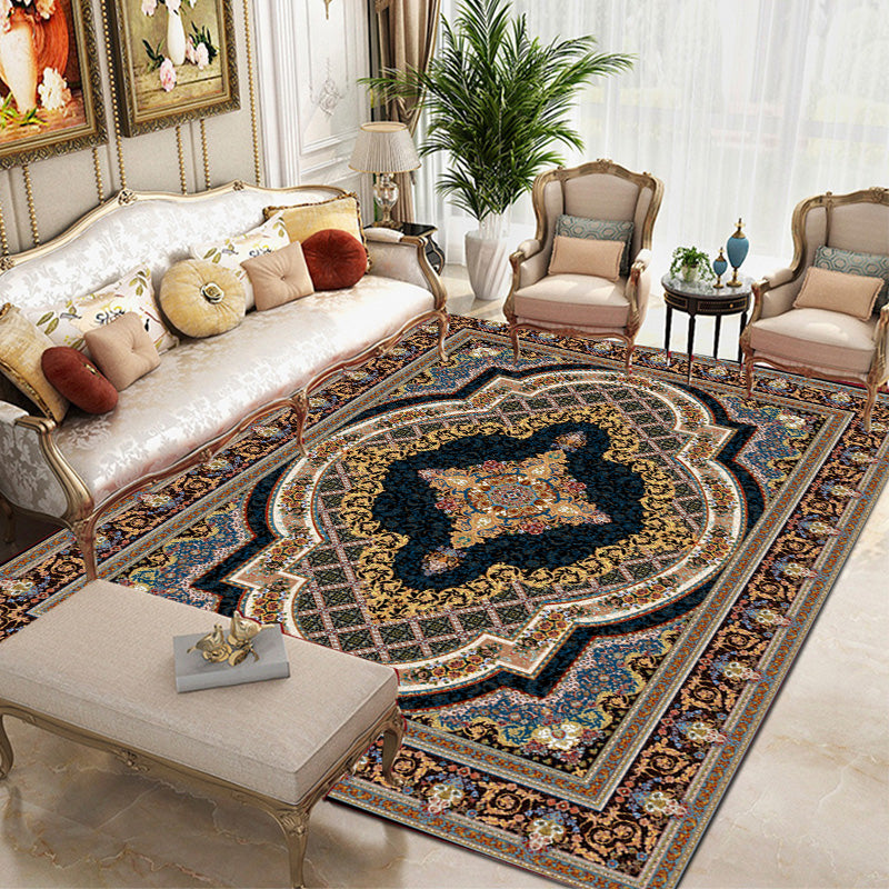 Brown Modern Area Carpet Traditioanl Pattern Polyester Rug Stain Resistant Area Rug for Home Decor