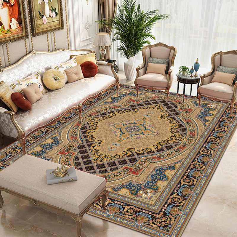 Brown Modern Area Carpet Traditioanl Pattern Polyester Rug Stain Resistant Area Rug for Home Decor