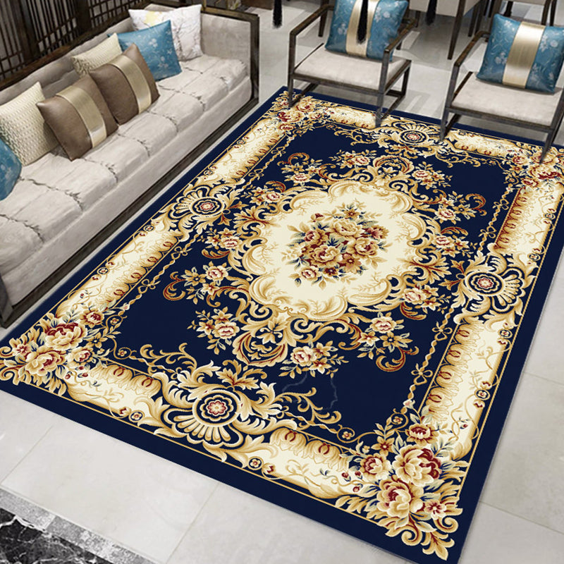 Red Modern Area Rug Traditional Pattern Polyester Area Carpet Anti-Slip Rug for Home Decor