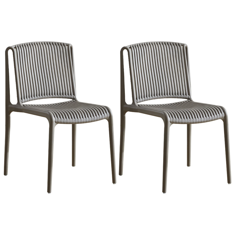 Silla de comedor sin brazos apilable escandinava, silla lateral con respaldo de listón de plástico
