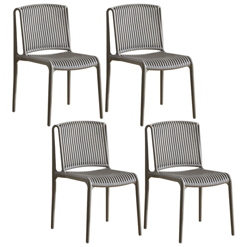 Silla de comedor sin brazos apilable escandinava, silla lateral con respaldo de listón de plástico