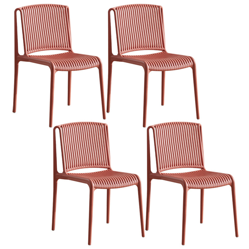 Silla de comedor sin brazos apilable escandinava, silla lateral con respaldo de listón de plástico