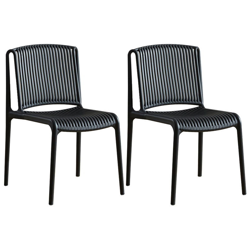 Silla de comedor sin brazos apilable escandinava, silla lateral con respaldo de listón de plástico