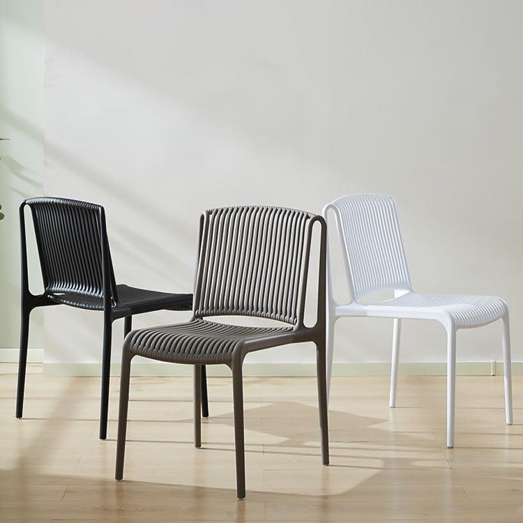 Silla de comedor sin brazos apilable escandinava, silla lateral con respaldo de listón de plástico