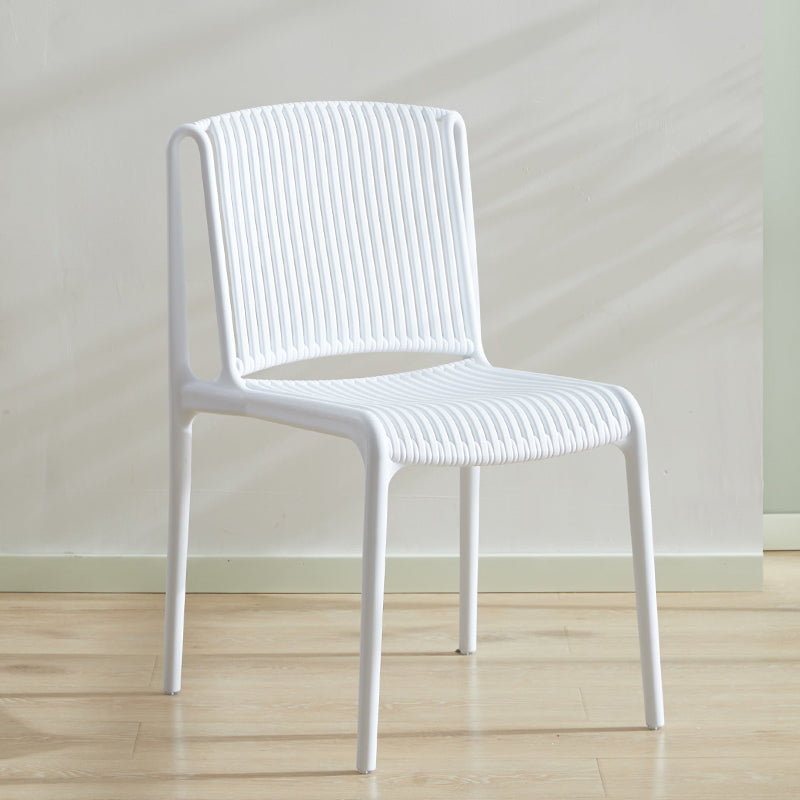 Silla de comedor sin brazos apilable escandinava, silla lateral con respaldo de listón de plástico