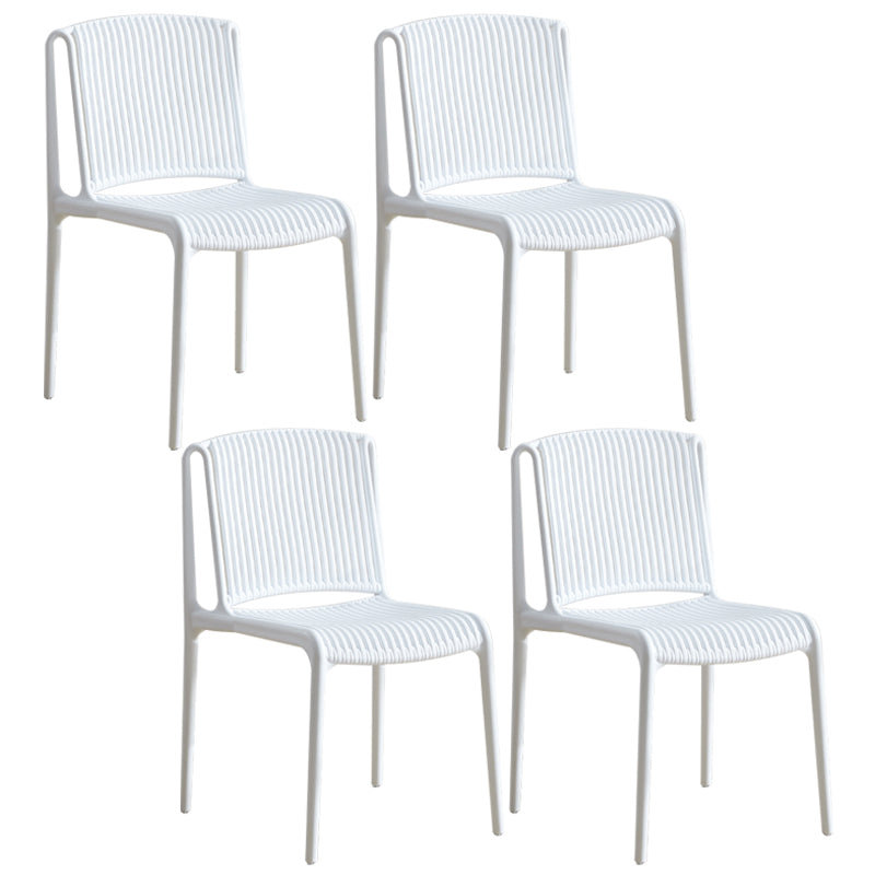 Silla de comedor sin brazos apilable escandinava, silla lateral con respaldo de listón de plástico