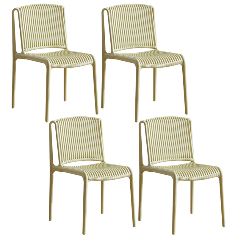 Silla de comedor sin brazos apilable escandinava, silla lateral con respaldo de listón de plástico