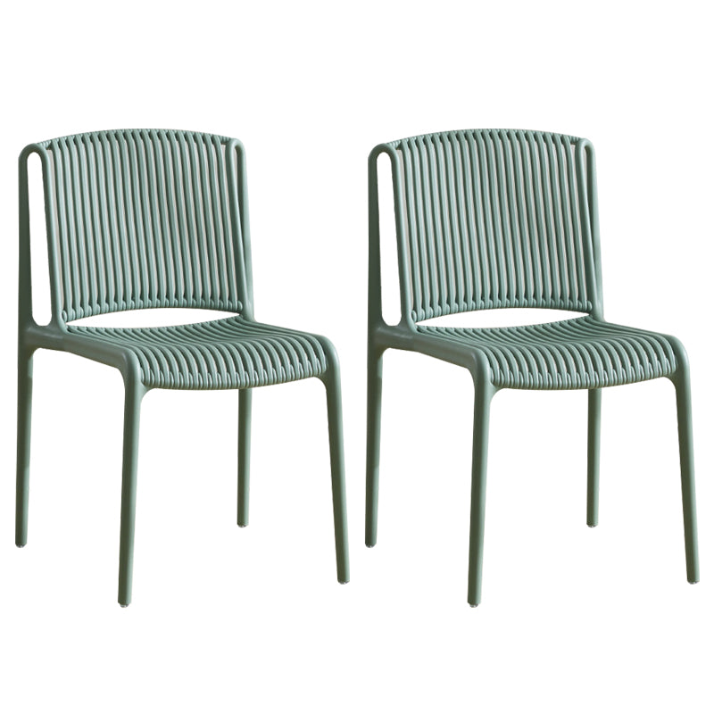 Silla de comedor sin brazos apilable escandinava, silla lateral con respaldo de listón de plástico