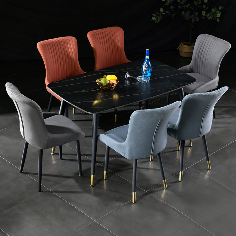 Eigentijdse metalen eetkamerstoelen gestoffeerde zijstoelen voor de taak voor thuisgebruik