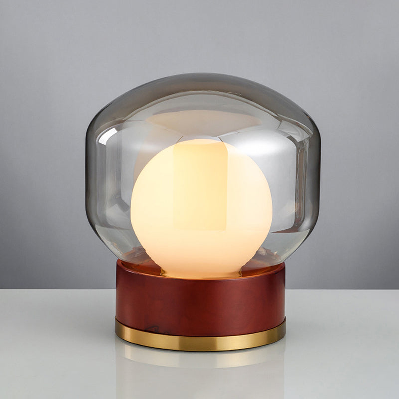Luce di compito del barattolo modernista fumo grigio vetro 1 lampadina da letto da letto lampadina con base metallica