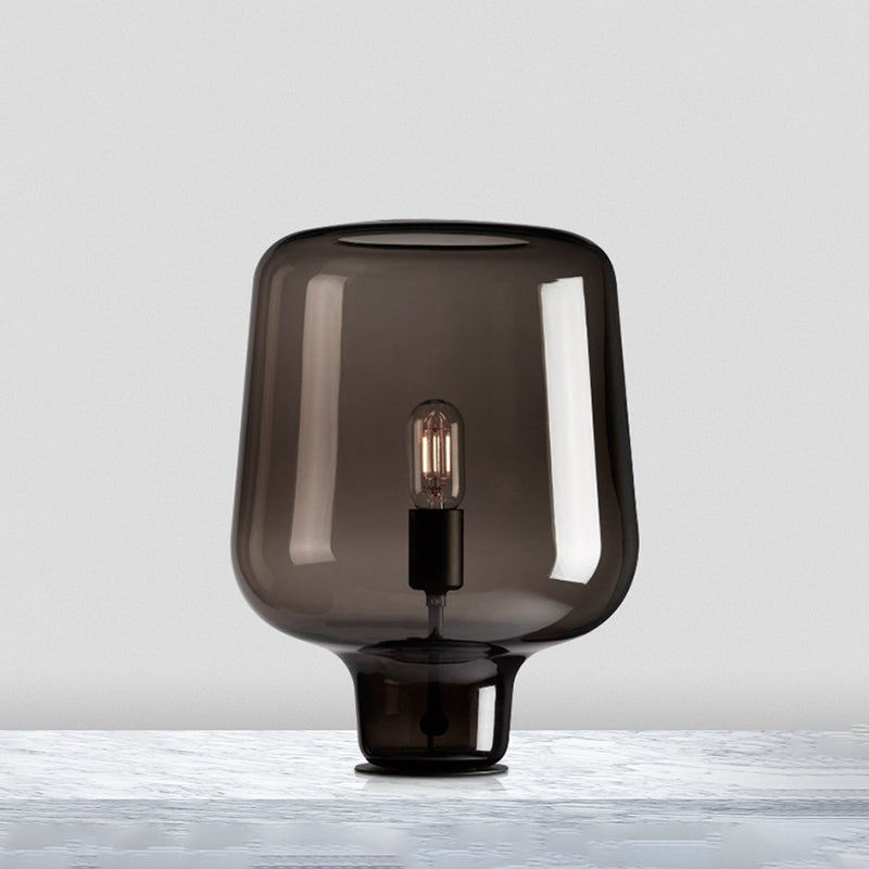Smoke Glass Shaded Task Lighting Modernist 1 Bulb Small Desk Lamp for Living Room