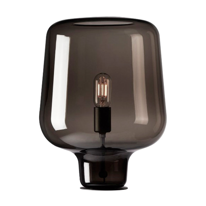 Smoke Glass Shaded Task Lighting Modernist 1 Bulb Small Desk Lamp for Living Room