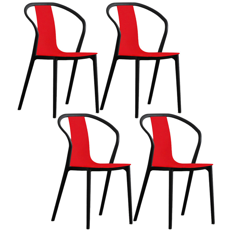 Scandinavian Plastic Dining Arm Chair Stackable Slat Back Armchair (Set of 4)