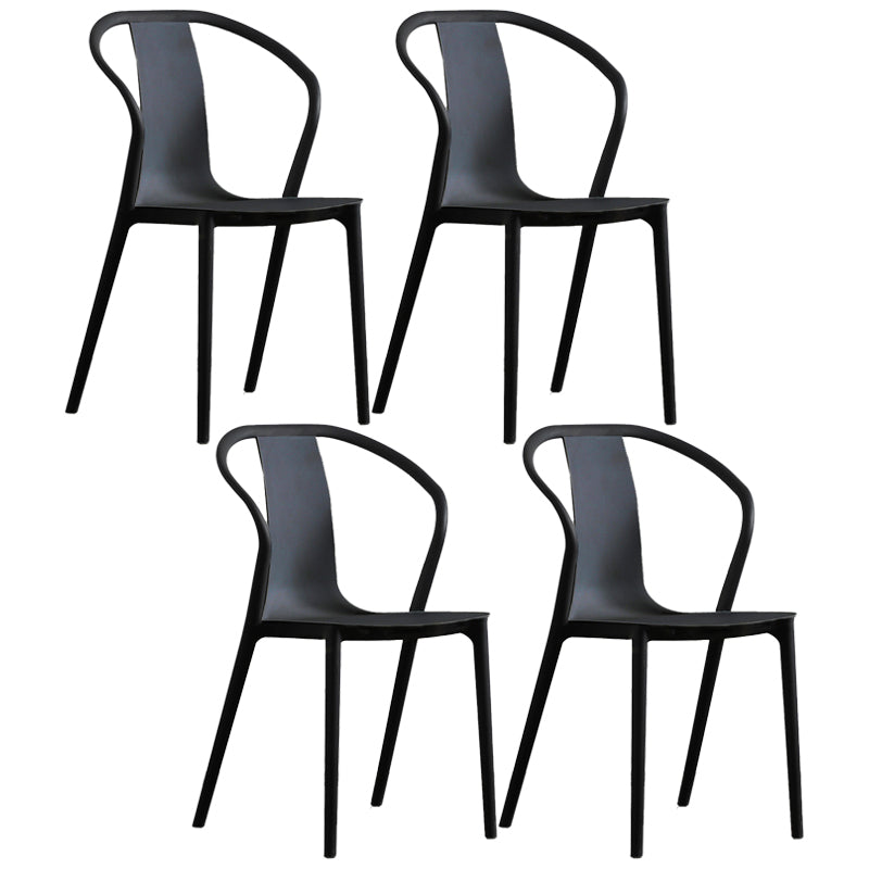 Scandinavian Plastic Dining Arm Chair Stackable Slat Back Armchair (Set of 4)