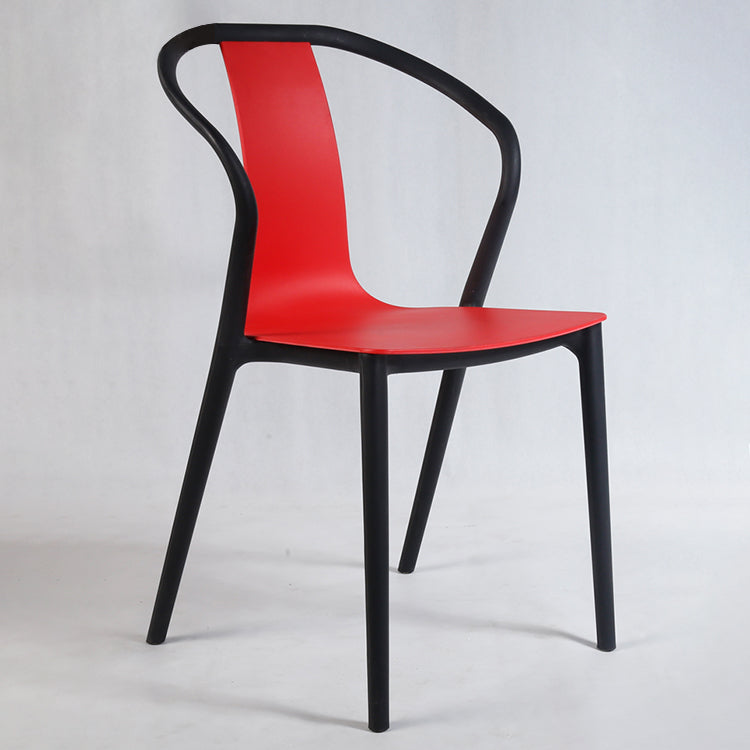 Scandinavian Plastic Dining Arm Chair Stackable Slat Back Armchair (Set of 4)