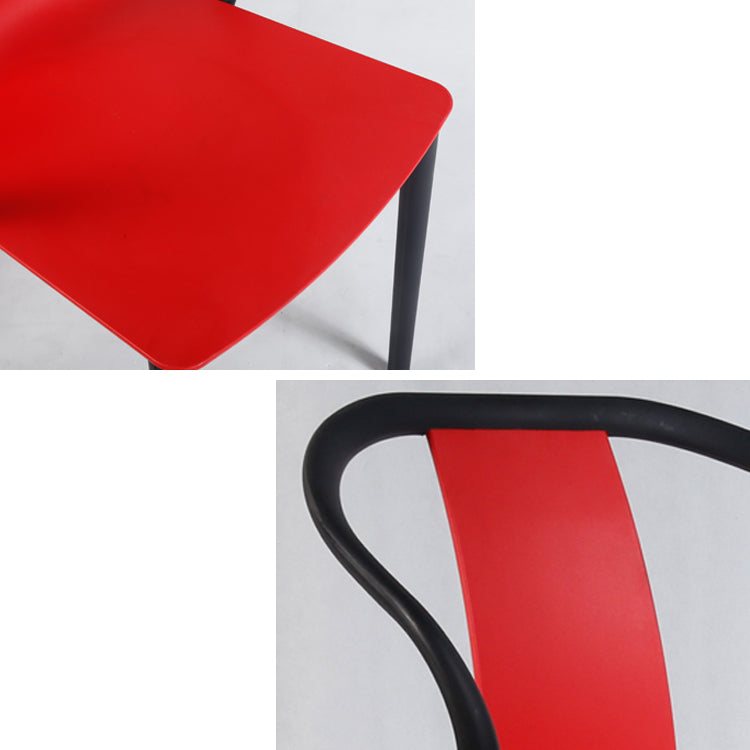Scandinavian Plastic Dining Arm Chair Stackable Slat Back Armchair (Set of 4)