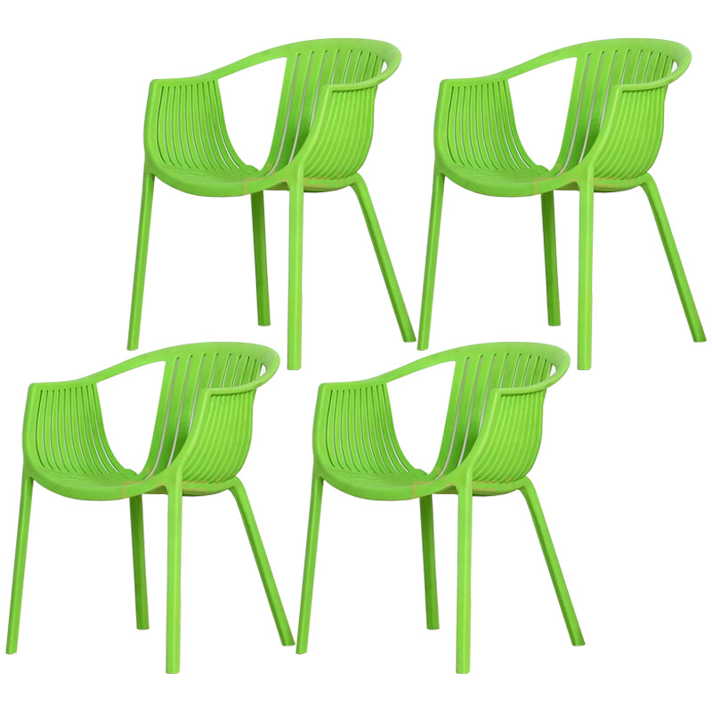 Sillas de comedor escandinavas Sillón de comedor con respaldo de listones de plástico (juego de 4)