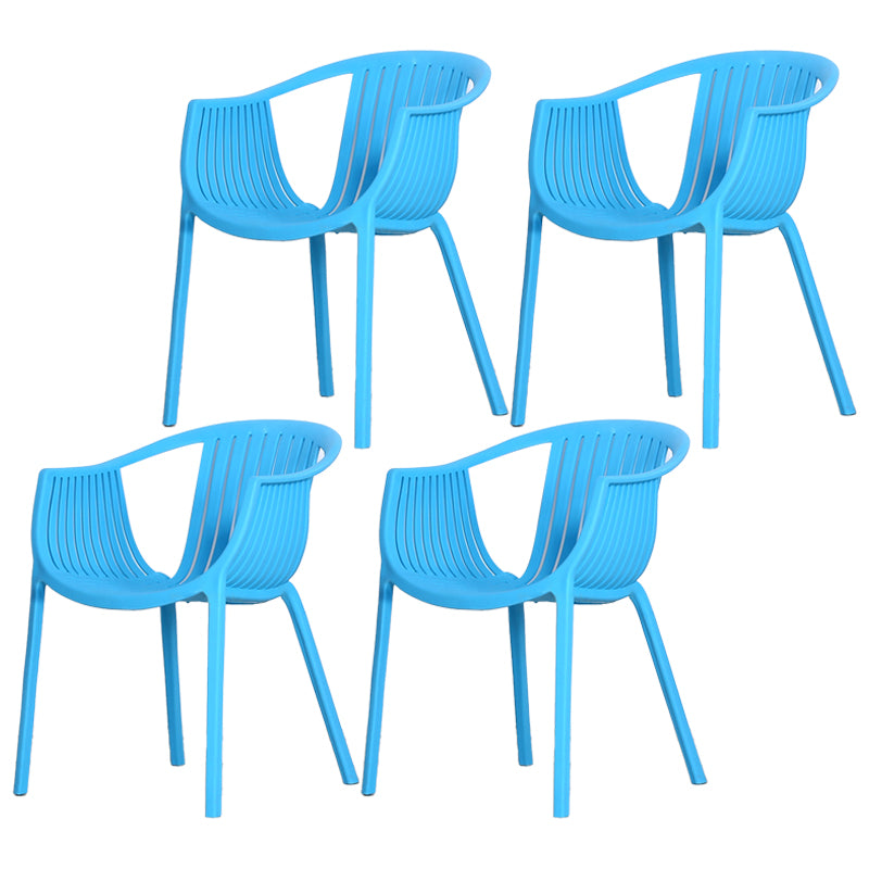 Sillas de comedor escandinavas Sillón de comedor con respaldo de listones de plástico (juego de 4)