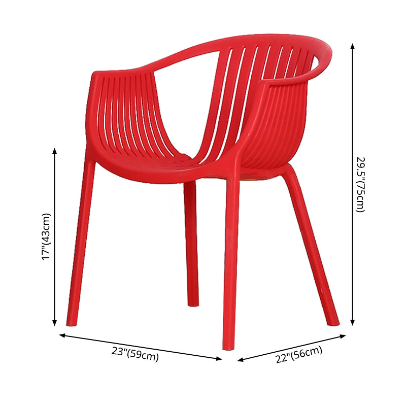 Sillas de comedor escandinavas Sillón de comedor con respaldo de listones de plástico (juego de 4)