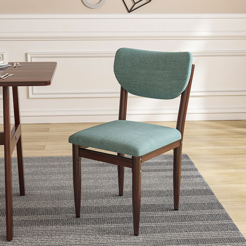 Silla lateral casera escandinava tapizada con respaldo abierto Silla de comedor individual de metal