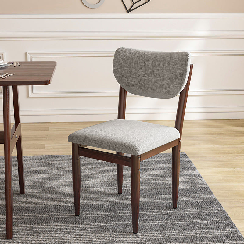 Silla lateral casera escandinava tapizada con respaldo abierto Silla de comedor individual de metal