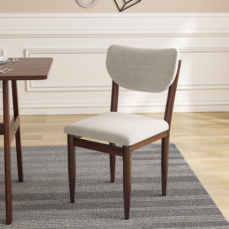 Silla lateral casera escandinava tapizada con respaldo abierto Silla de comedor individual de metal