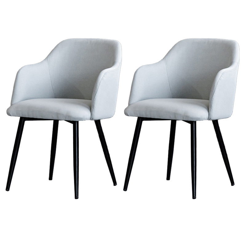Sillón escandinavo para el hogar, silla de comedor tapizada con respaldo Parsons de metal